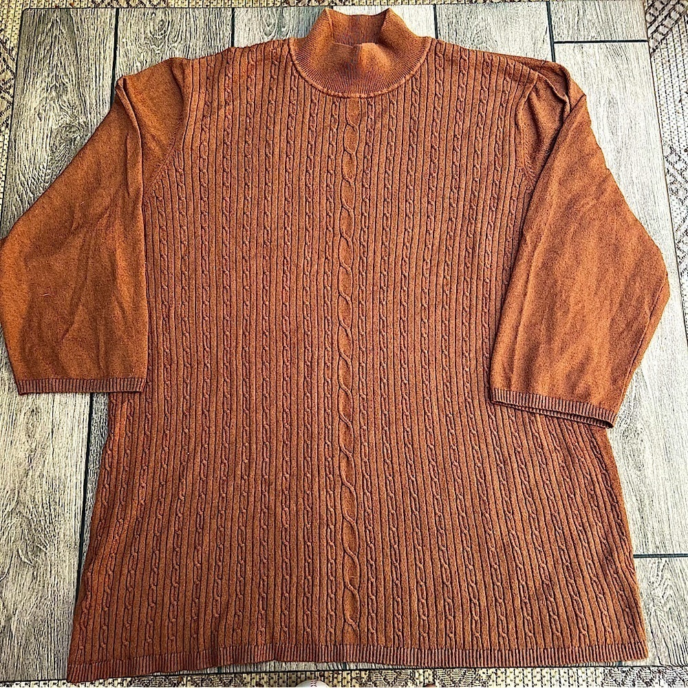 VINTAGE Evan Picone camel brown tan mock neck sweater sz 3X